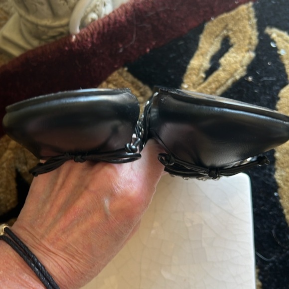 MANGO MNG Women’s Silver STUDDED Black BALLET FLATS WITH STRAPS Size 35/5 - Picture 11 of 16